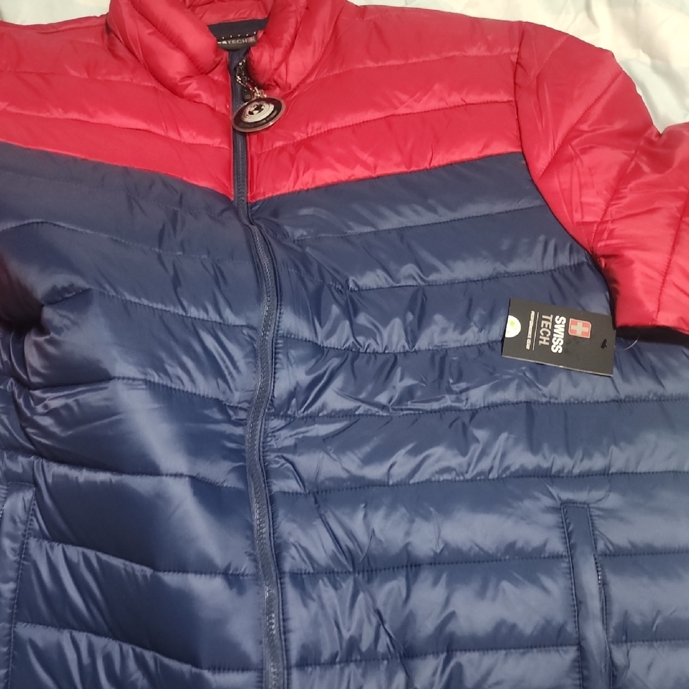 Swiss Tech Red and Blue Puffer Jacket